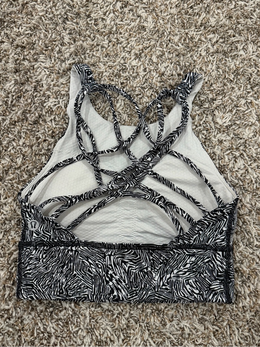lululemon athletica Black & White Strappy High-Neck Sports Bra